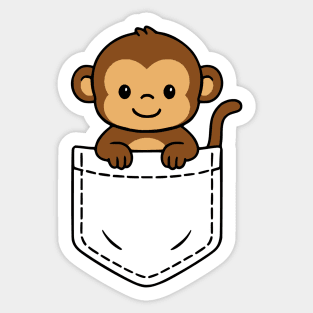 Funny Baby Monkey Pocket Pal Cute Jungle Animal Sticker